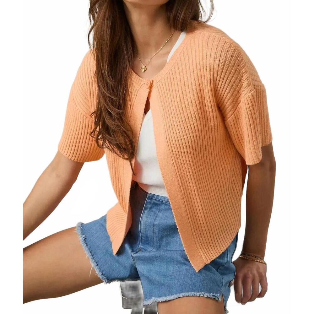 NEW SUNDAY EDITION risa short sleeve cardigan in apricot